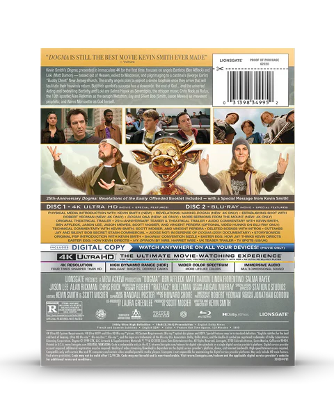 Dogma 25th Anniversary Edition 4K Blu-ray Steelbook (4K Ultra HD + Blu-ray + Digital) - PREORDER
