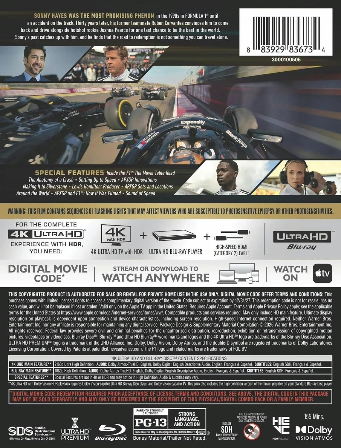 F1: The Movie 4K Steelbook Limited Edition (4K Ultra HD + Blu-ray + Digital)