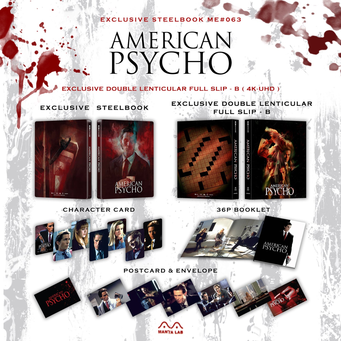 American Psycho 4K Blu-ray Steelbook Manta Lab Exclusive ME#63 Double Lenticular Full Slip B