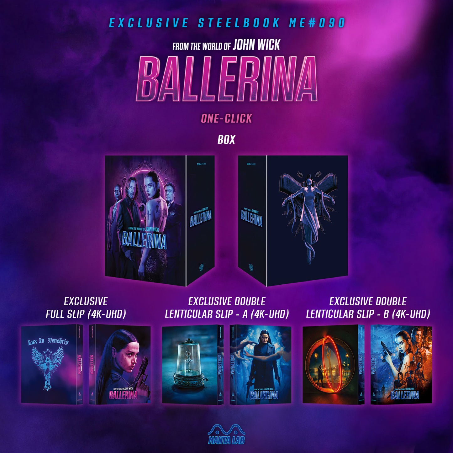 From the World of John Wick: Ballerina 4K Blu-ray Steelbook Manta Lab Exclusive ME#90 One Click Box Set - PREORDER
