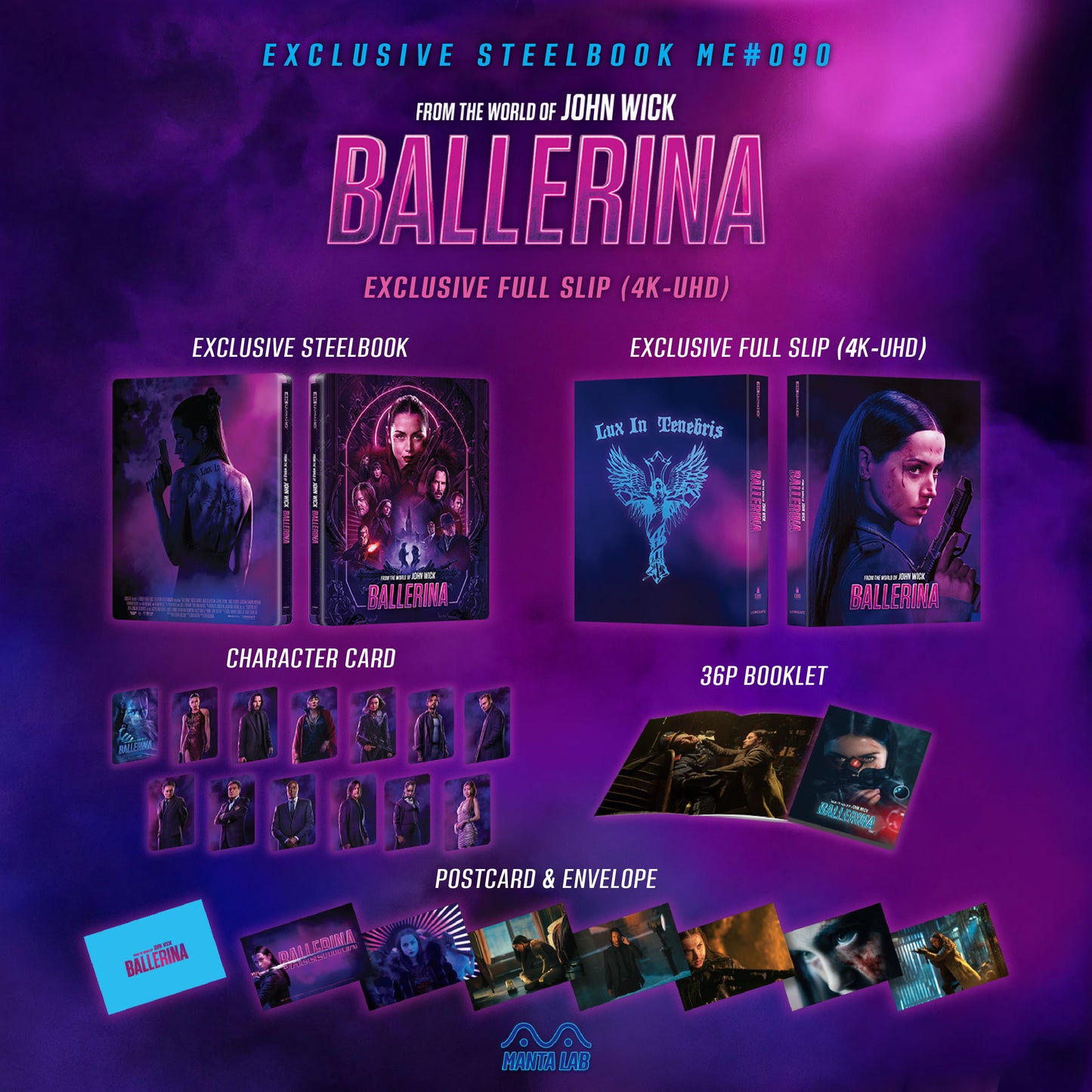 From the World of John Wick: Ballerina 4K Blu-ray Steelbook Manta Lab Exclusive ME#90 Full Slip - PREORDER