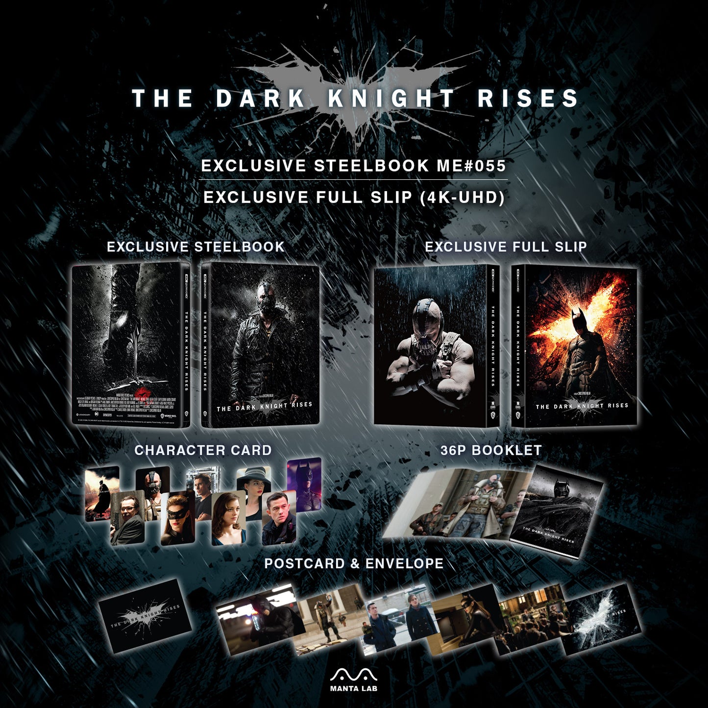 The Dark Knight Rises 4K Blu-ray Steelbook Manta Lab Exclusive ME#55 Full Slip