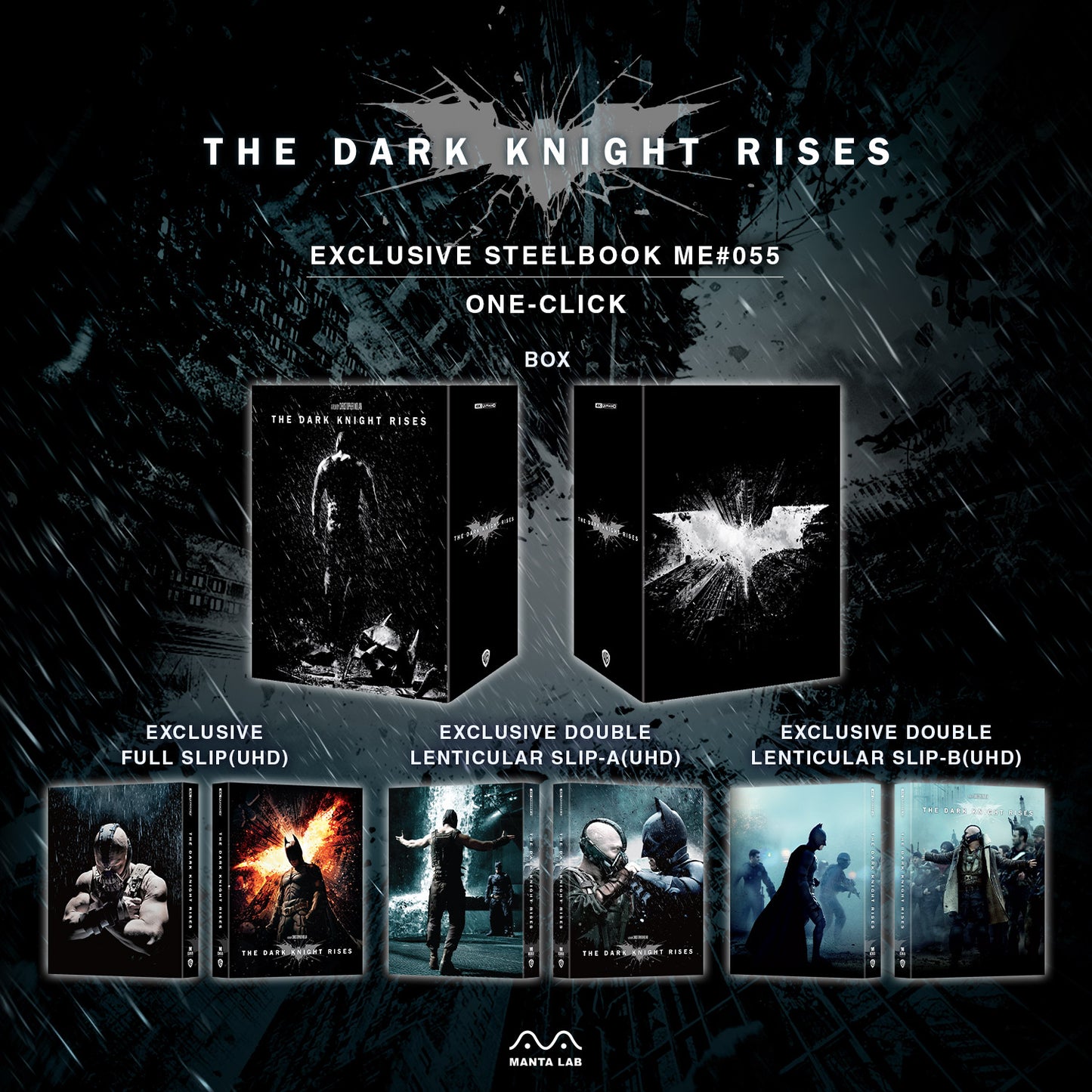 The Dark Knight Rises 4K Blu-ray Steelbook Manta Lab Exclusive ME#55 One Click Box Set