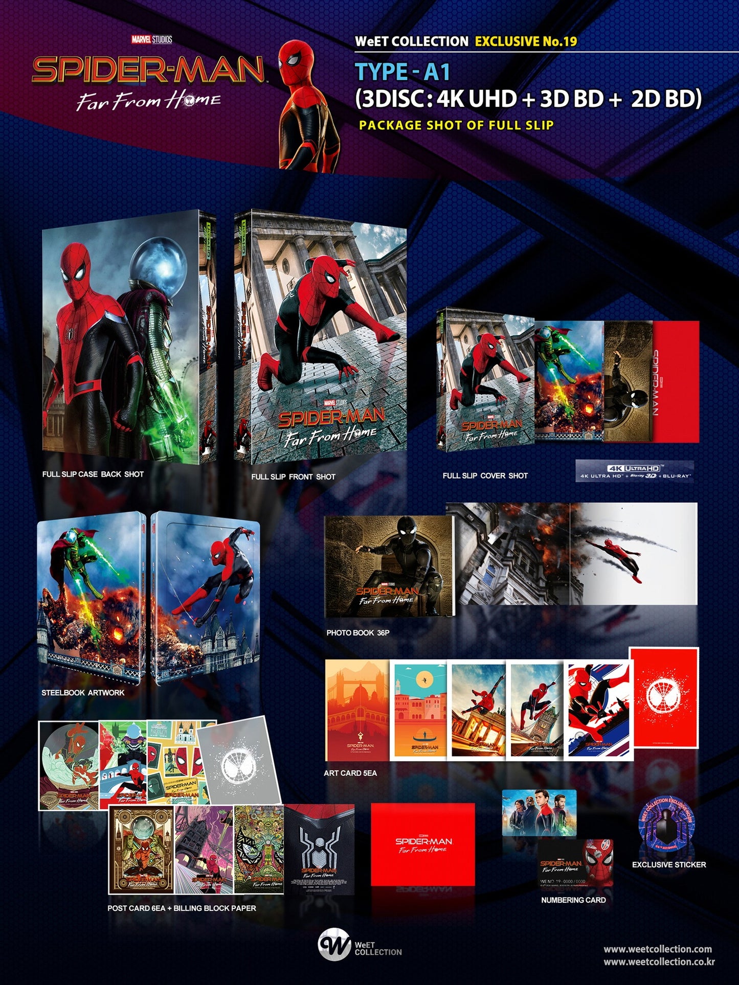 Spider-Man : Far From Home 4K+2D+3D Steelbook WeET Collection Exclusive #19 Full Slip A1