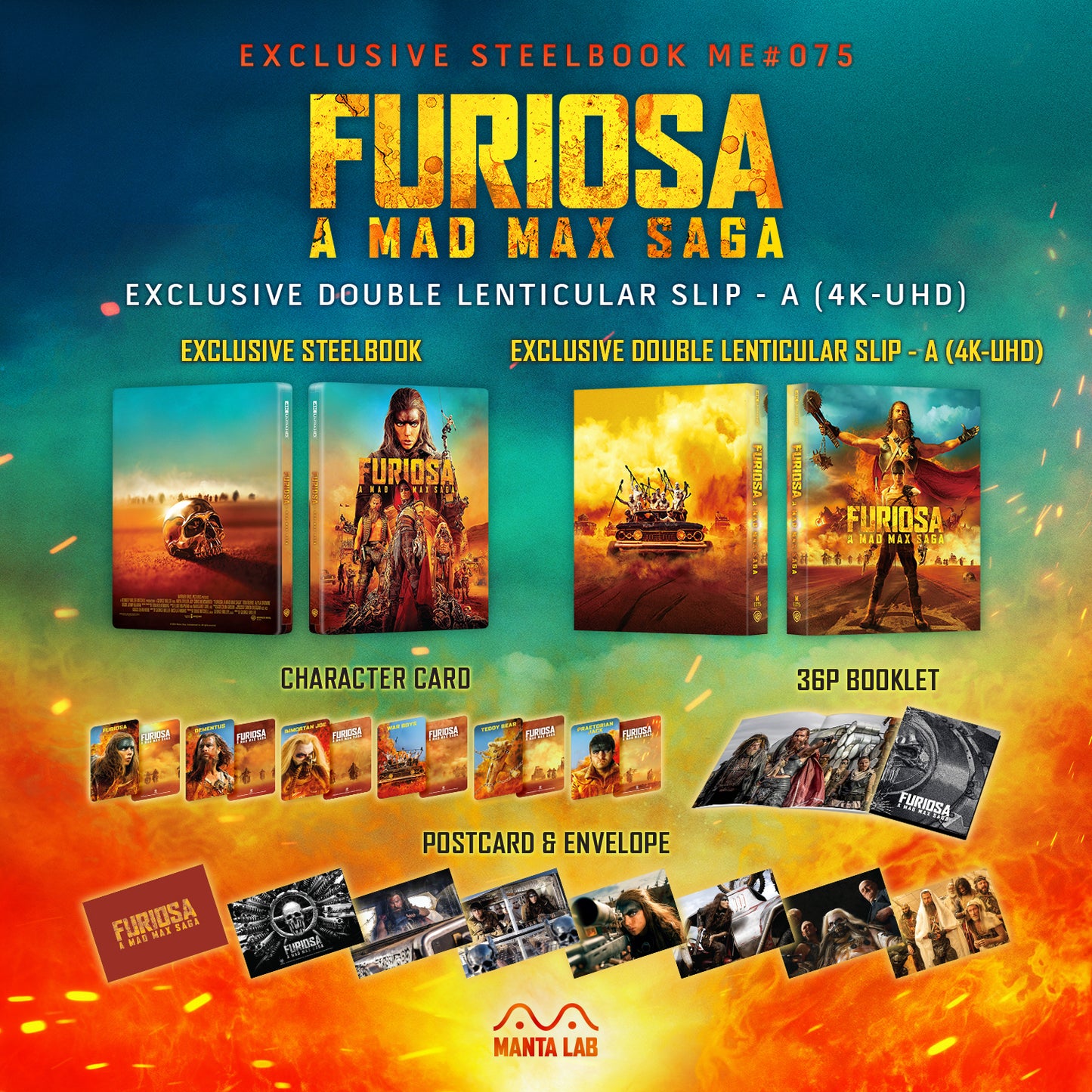 Furiosa: A Mad Max Saga (Standard & Chrome) 4K UHD Steelbook Manta Lab Exclusive ME#75 Double Lenticular Full Slip A