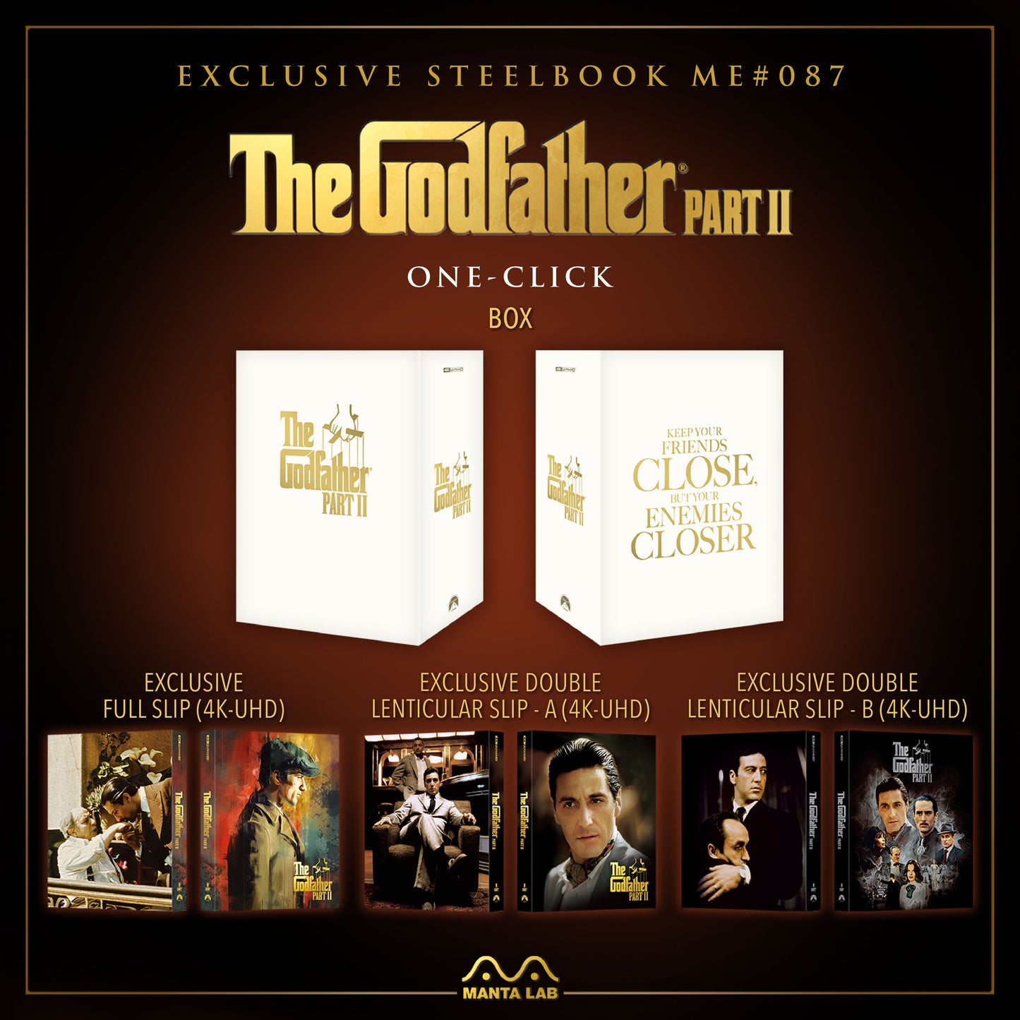 The Godfather Part 2 4K Blu-ray Steelbook Manta Lab Exclusive ME#87 One Click Box Set - PREORDER