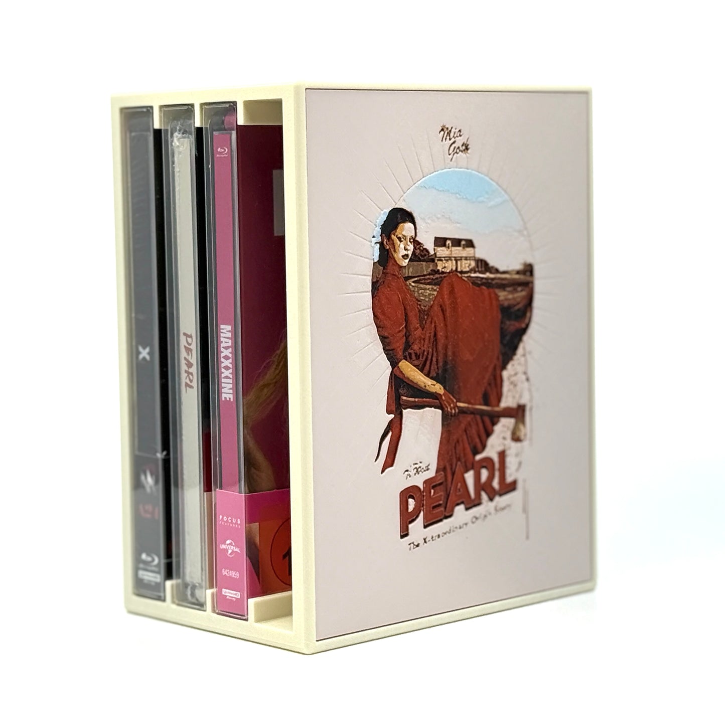 X / Pearl / MaXXXine Movie Steelbook Display Case - Trilogy Edition (Fan-Made)