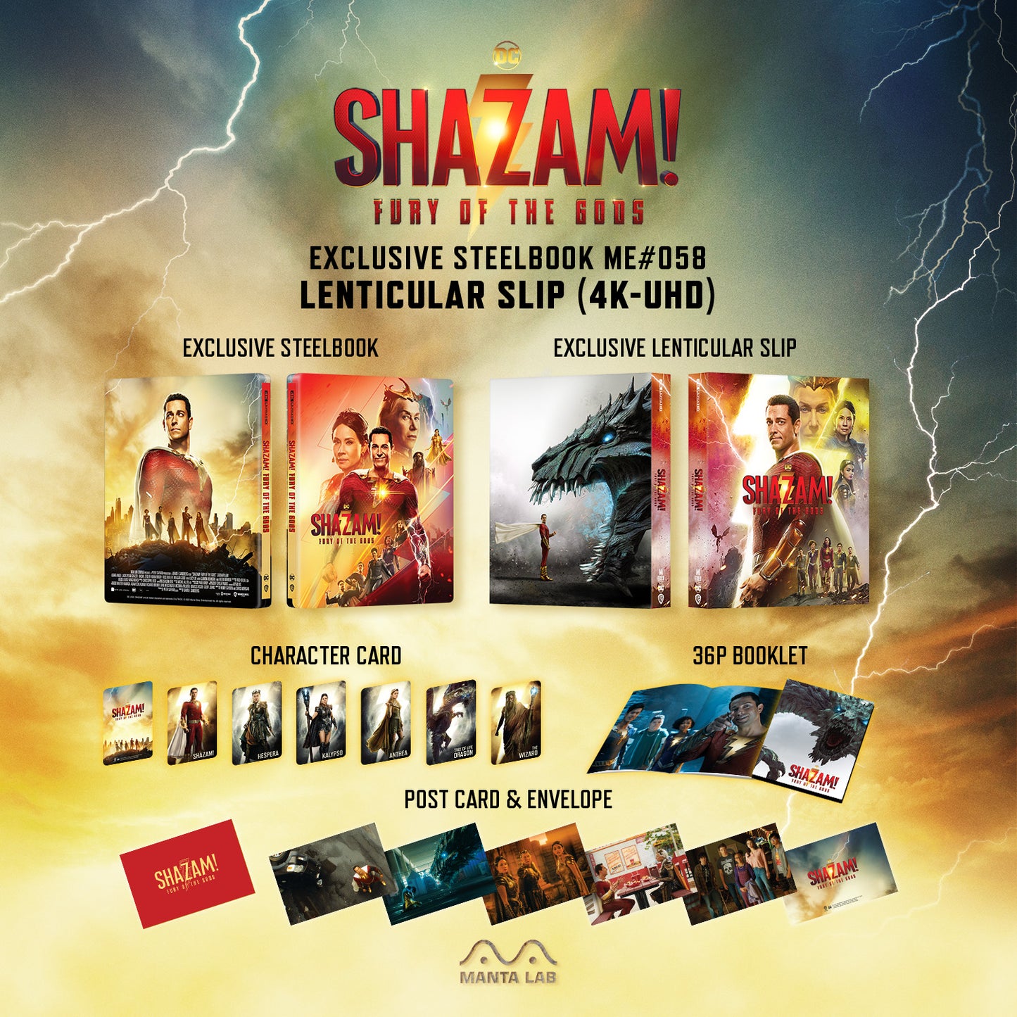 Shazam! Fury of The Gods 4K Blu-ray Steelbook Manta Lab Exclusive ME#58 HDN GB Pre-Order One Click