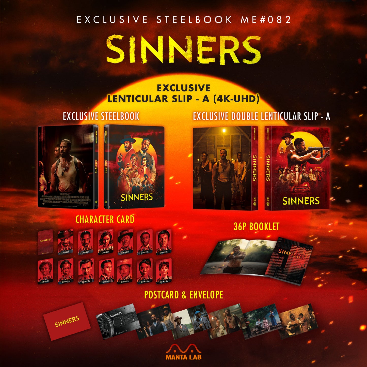 Sinners Steelbook 4K Blu-ray Steelbook Manta Lab Exclusive ME#82 Double Lenticular Full Slip A - PREORDER