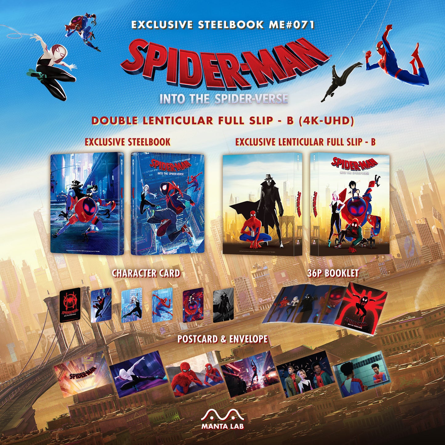 Spider-man: Into the Spider-Verse 4K Blu-ray Steelbook Manta Lab Exclusive ME#71 Double Lenticular Full Slip B