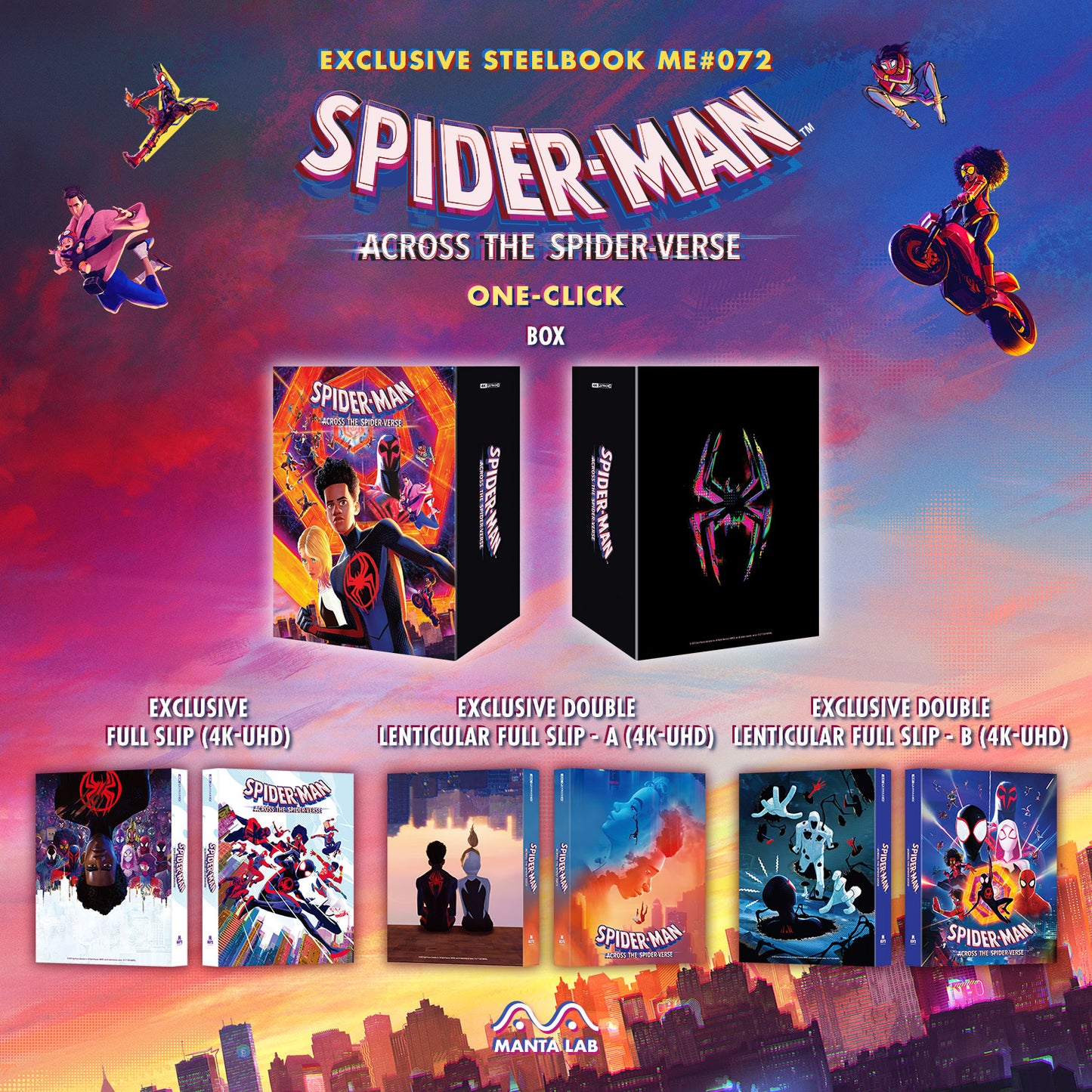 Spider-man: Across the Spider-Verse 4K Blu-ray Steelbook Manta Lab Exclusive ME#72 One Click Box Set
