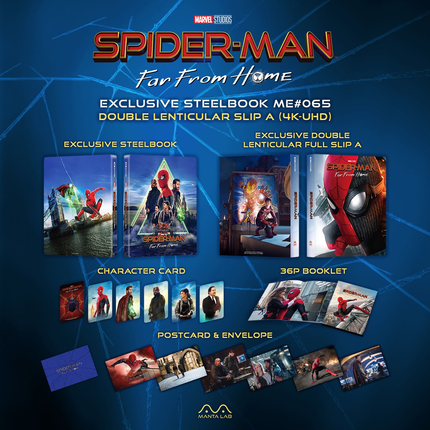 Spider-Man: Far From Home 4K Blu-ray Steelbook Manta Lab Exclusive ME#65 HDN GB Pre-Order Double Lenticular Slip A