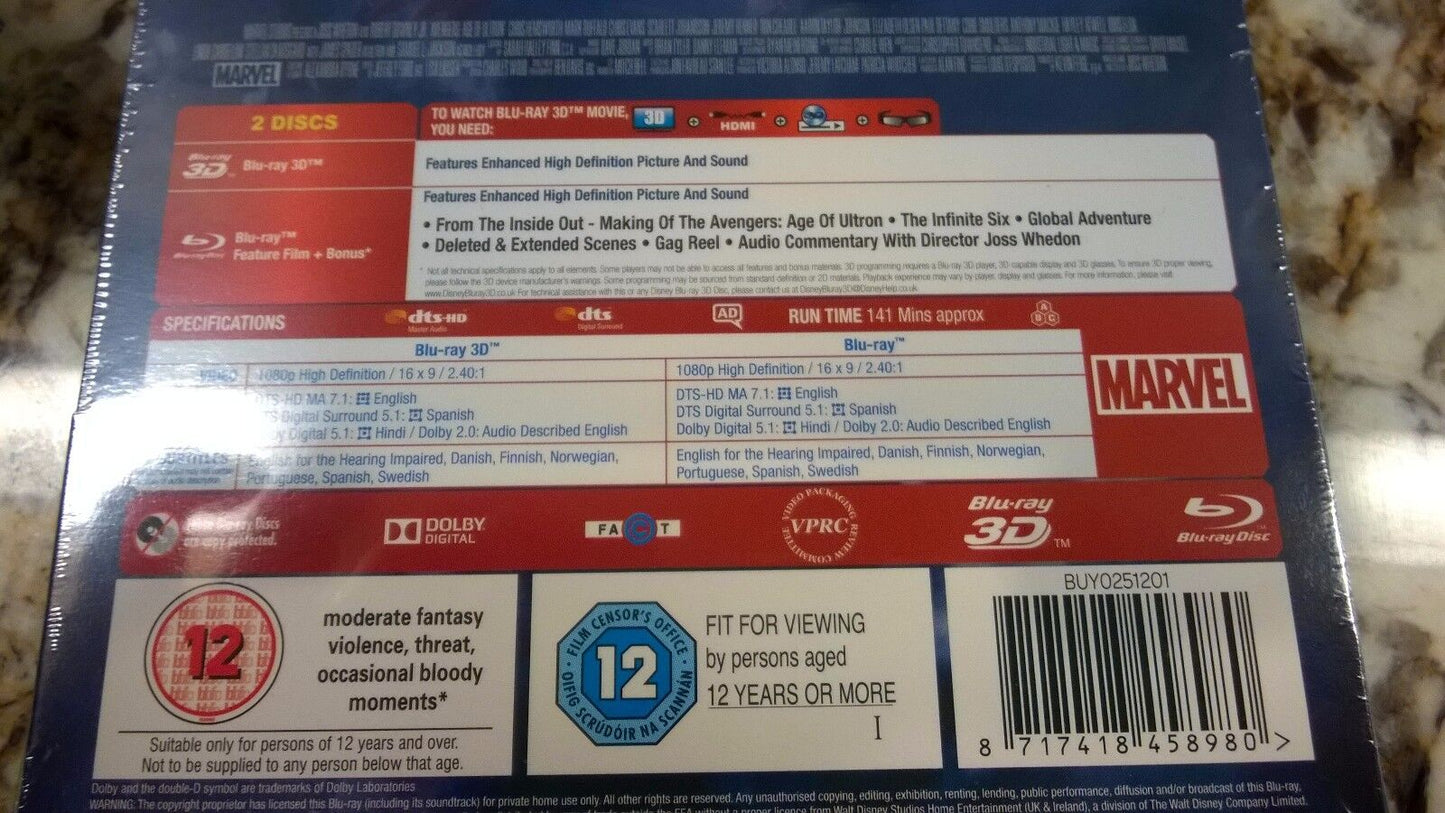 Avengers Age Of Ultron 3D Blu-Ray Steelbook Zavvi Exclusive