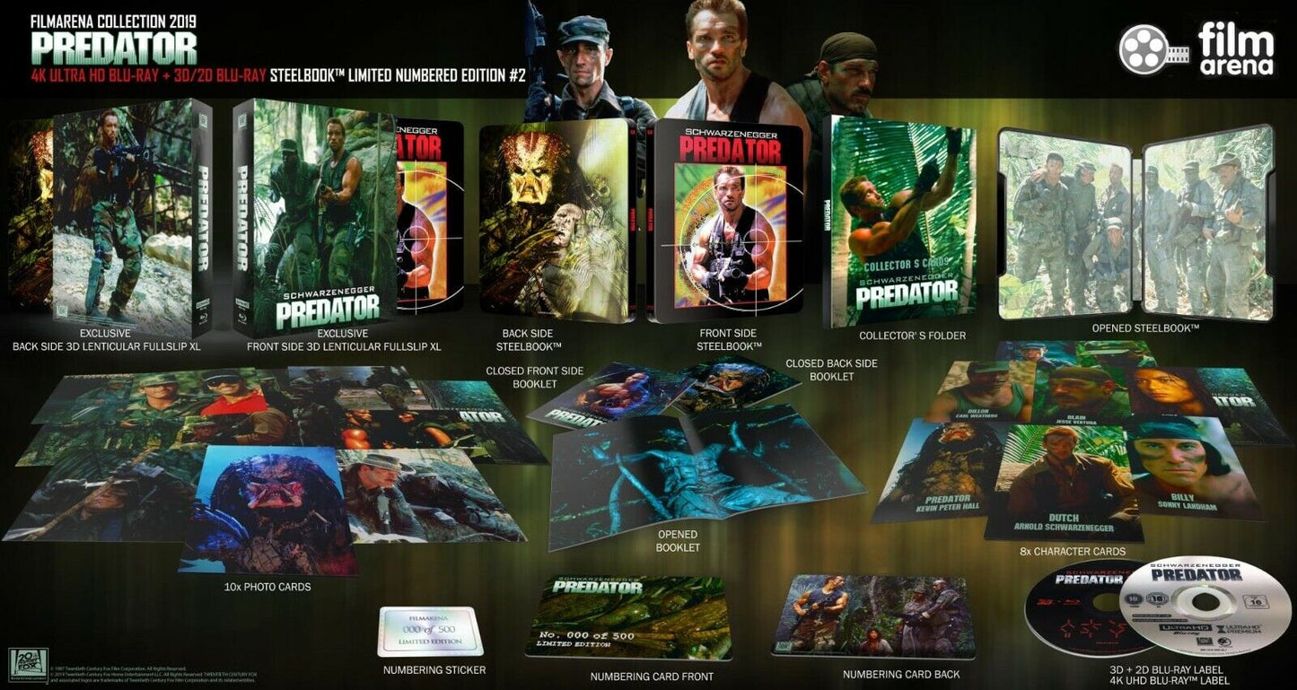 Predator 4K+2D+3D Blu-ray SteelBook Filmarena Collection #158 E4 Maniacs Collectors Box Set Edition