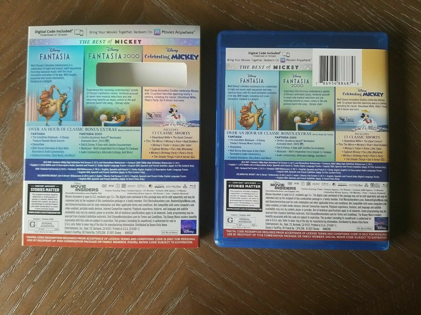 The Best Of Mickey (3-Disc Blu Ray Set, 2021) W/ Slip Cover Disney Fantasia 2000