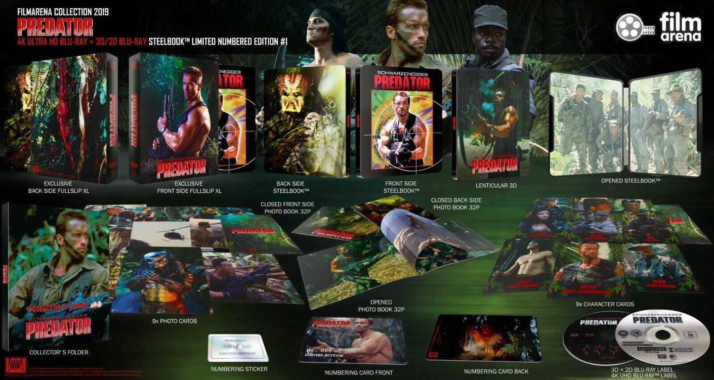 Predator 4K+2D+3D Blu-ray SteelBook Filmarena Collection #158 E4 Maniacs Collectors Box Set Edition