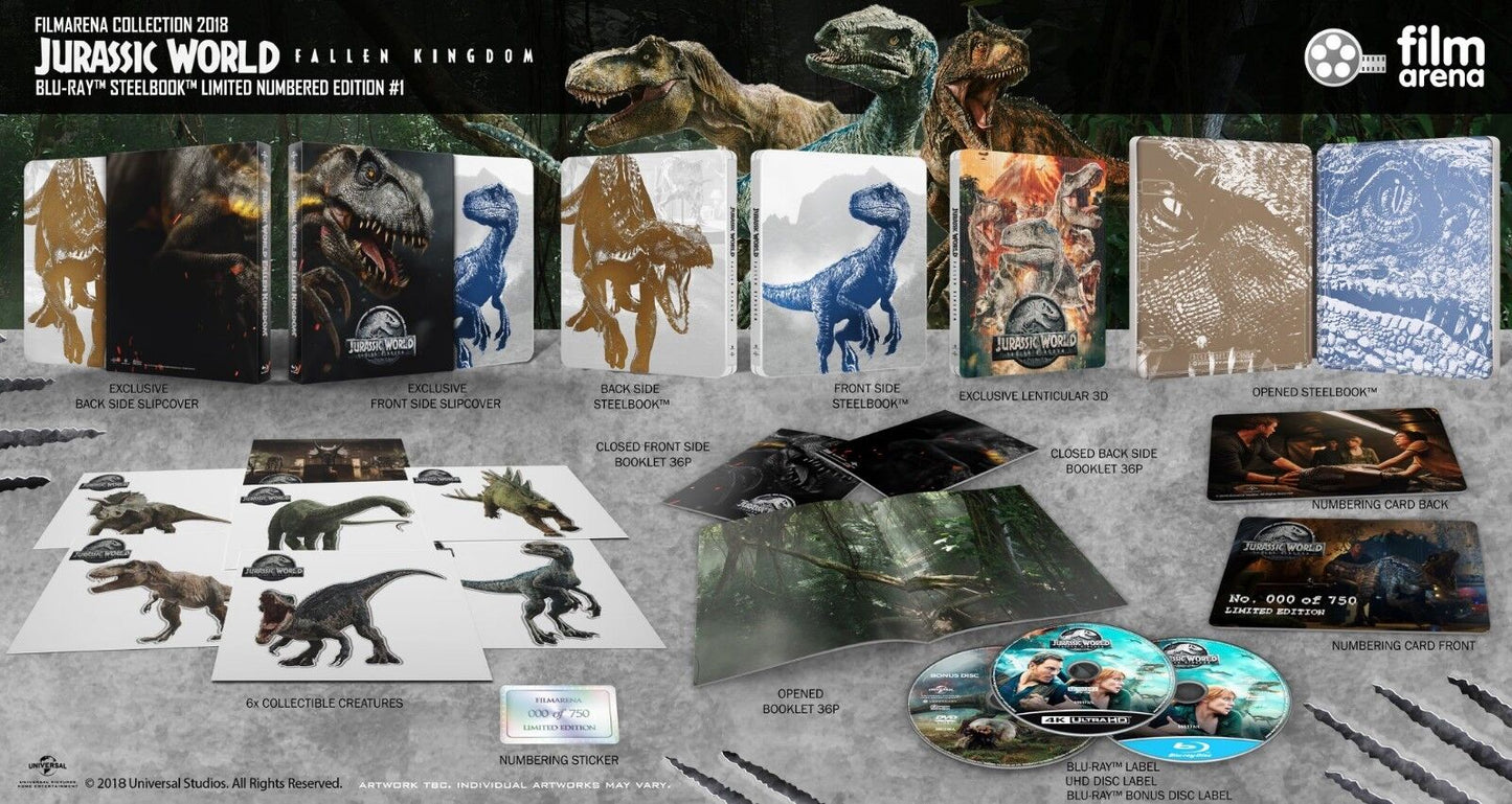 Jurassic World: Fallen Kingdom 4K+2D Blu-ray Steelbook Filmarena Collection #106 E1 Full Slip