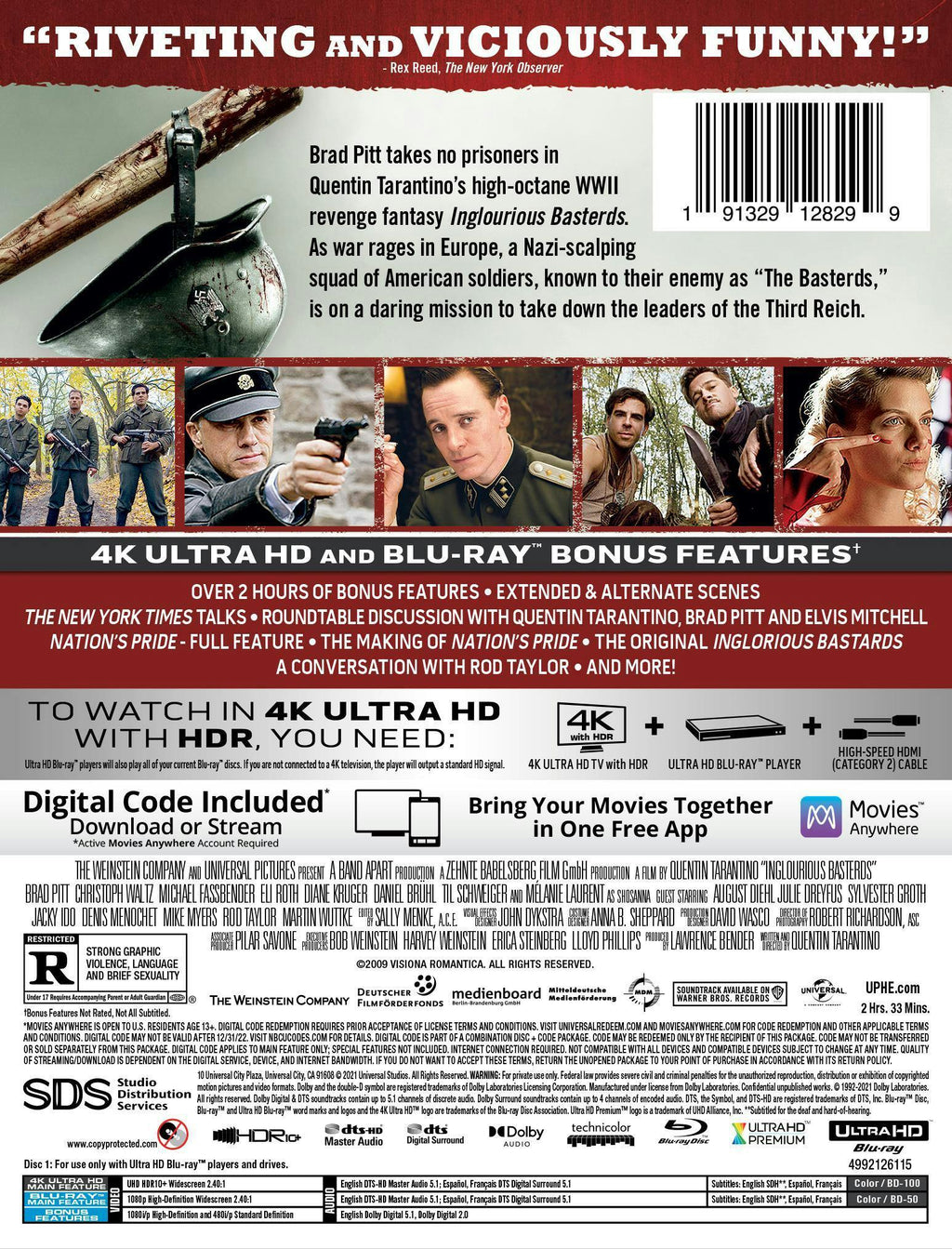 Inglourious Basterds Steelbook (4K UHD + Blu-ray + Digital) Best Buy Exclusive