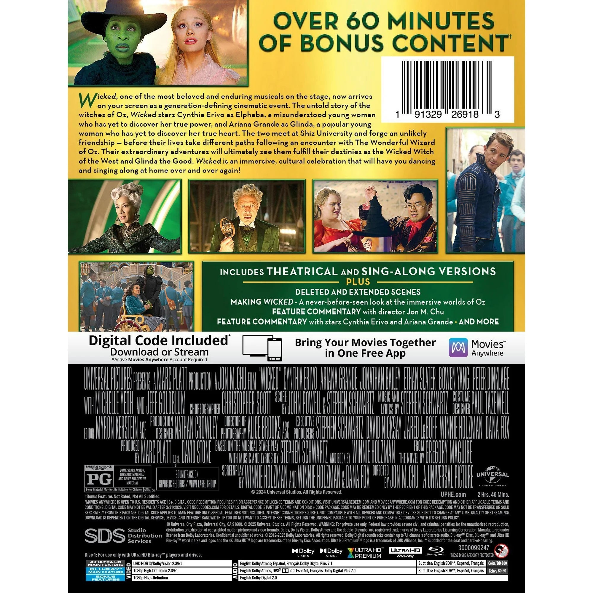 Wicked (Exclusivité Walmart) Steelbook (4K Ultra HD + Blu-ray + Numérique)