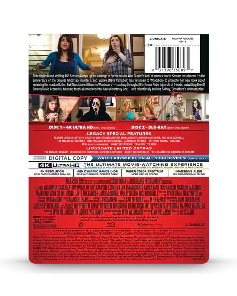Scream 4 4K Blu-ray Steelbook  (4K Ultra HD + Blu-ray + Digital) - PREORDER