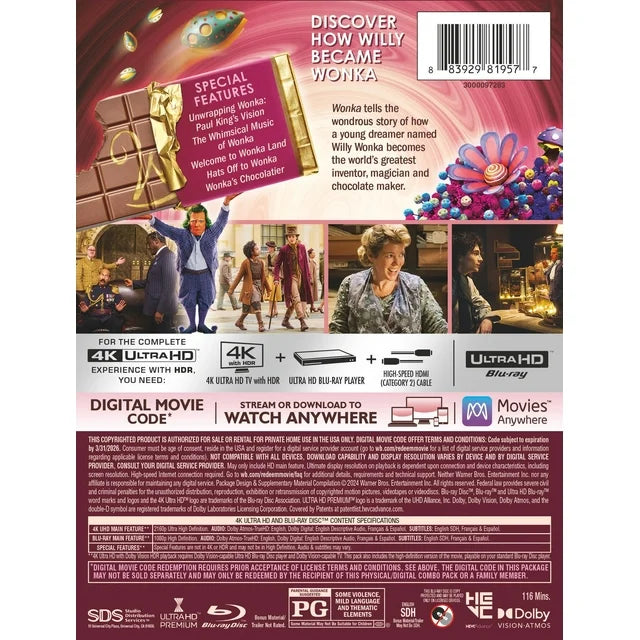 Wonka Steelbook (Walmart Exclusive) (4K Ultra HD + Blu-ray + Digital Copy)