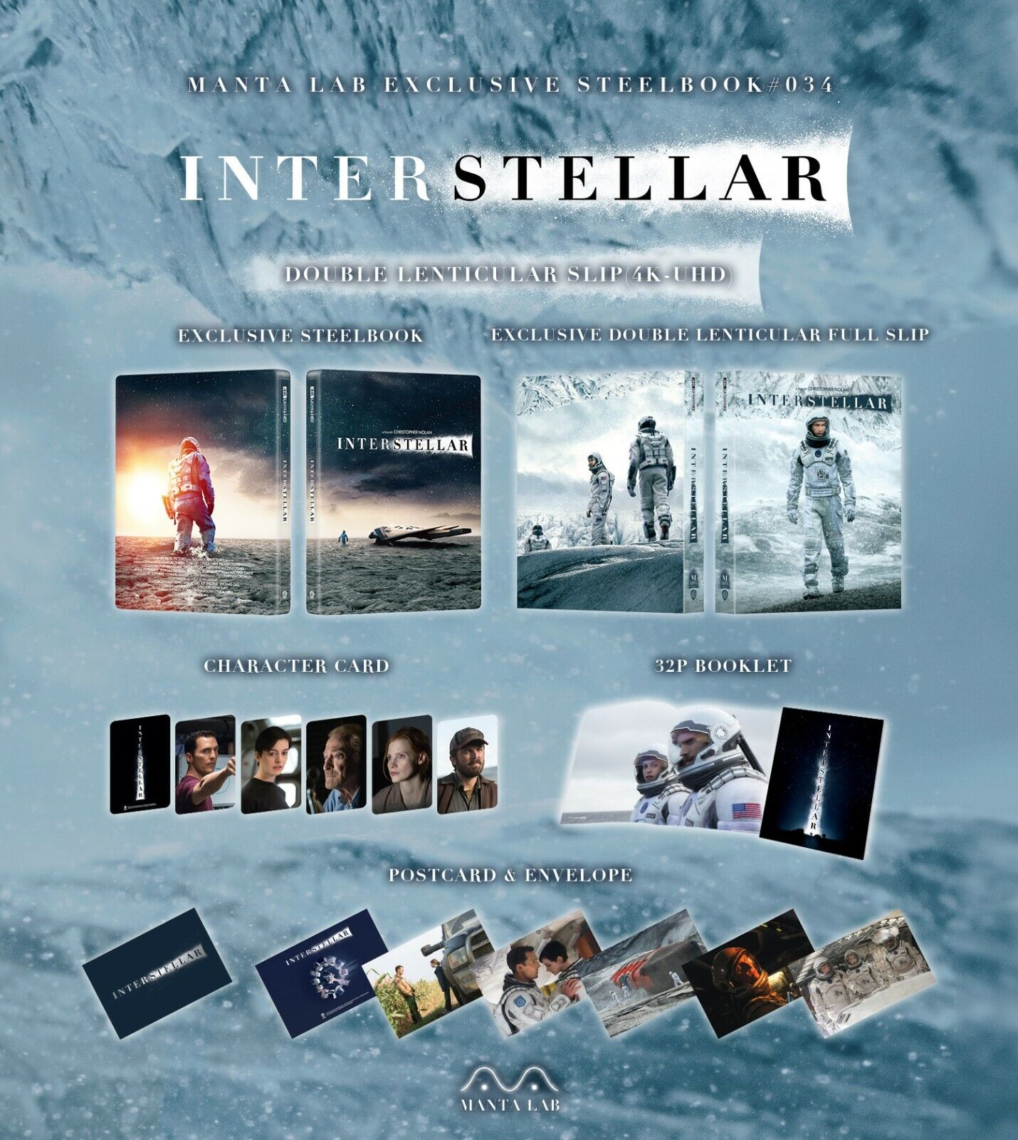 Interstellar 4K Blu-ray Steelbook Manta Lab Exclusive ME#34 Double Lenticular Slip