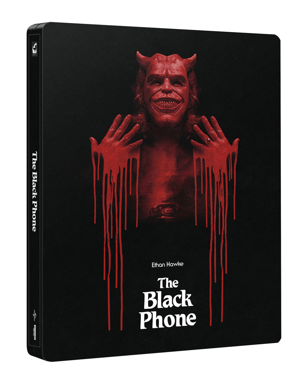 Édition limitée Steelbook Blu-ray 4K UHD du film « The Black Phone ».