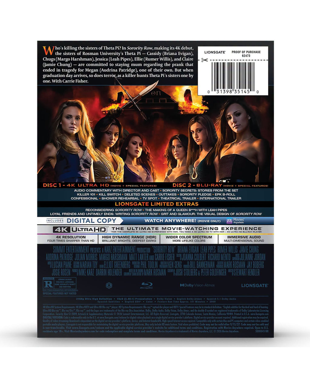Sorority Row 4K Blu-ray Steelbook (4K Ultra HD + Blu-ray + Digital) - PREORDER