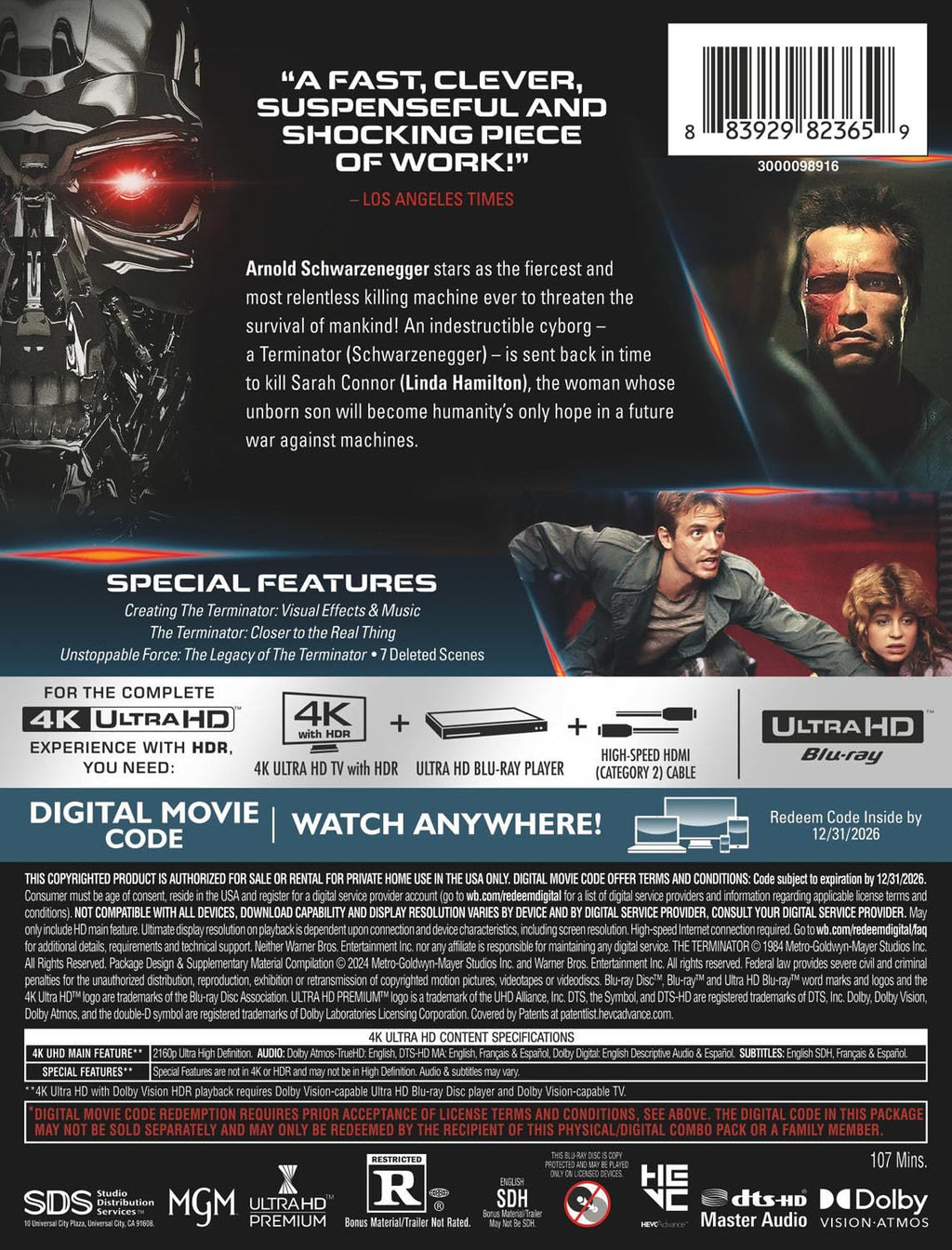 Terminator Hardback The Terminator (40th Anniversary Edition) 4K Ultra HD + Digital Steelb ...