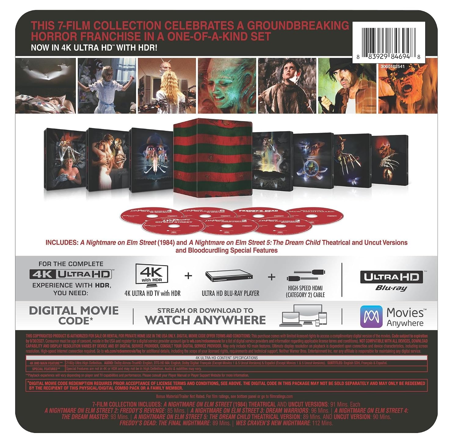 Nightmare on Elm Street 7-Film Collection - Limited Edition Steelbook Library Case (4K Ultra HD + Digital) - PREORDER