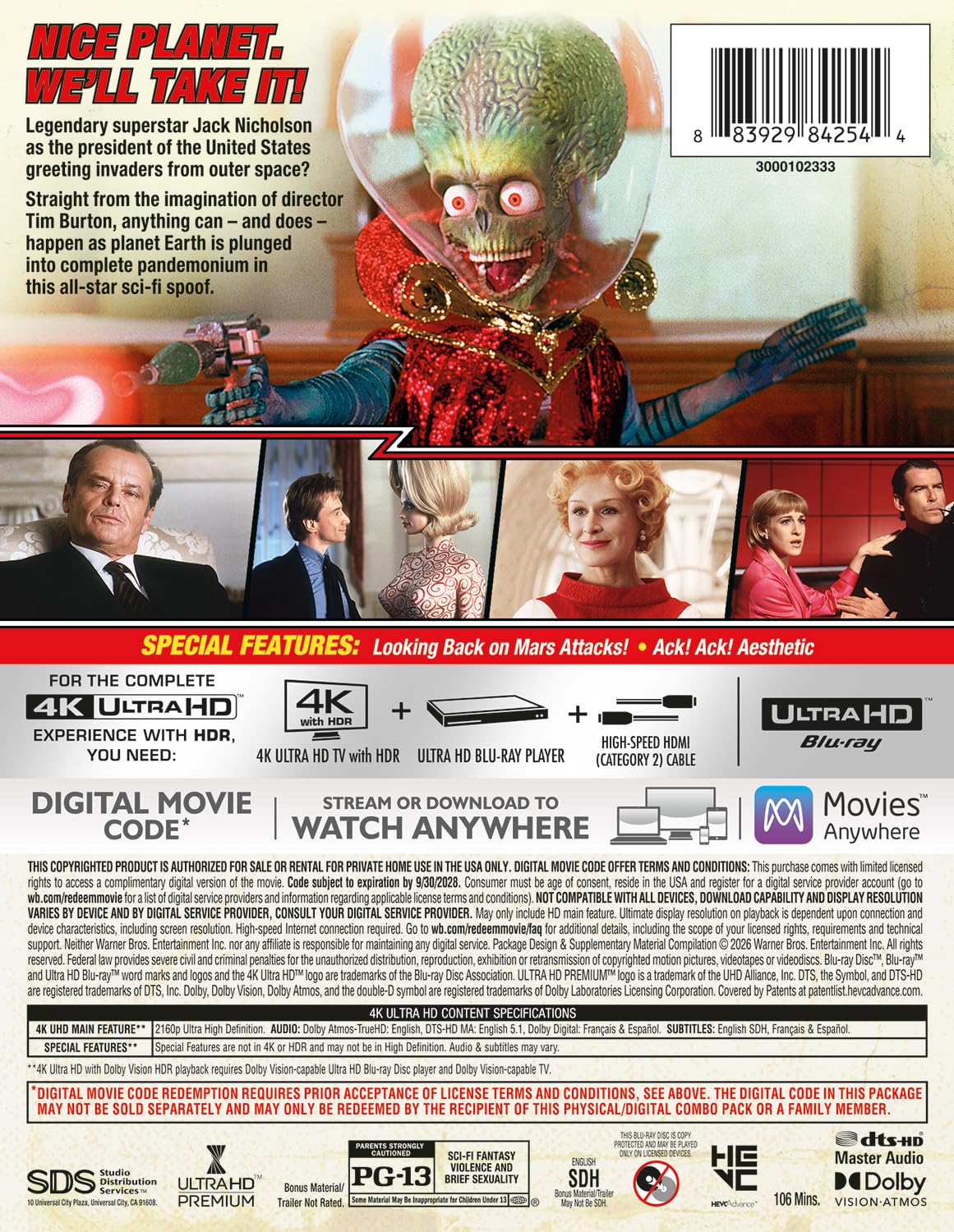 Mars Attacks!: Limited Edition 4K + Digital Steelbook