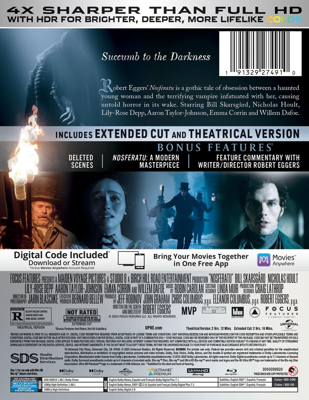 Nosferatu (Version longue) Édition limitée Steelbook (4K Ultra HD + Blu-ray + Numérique)