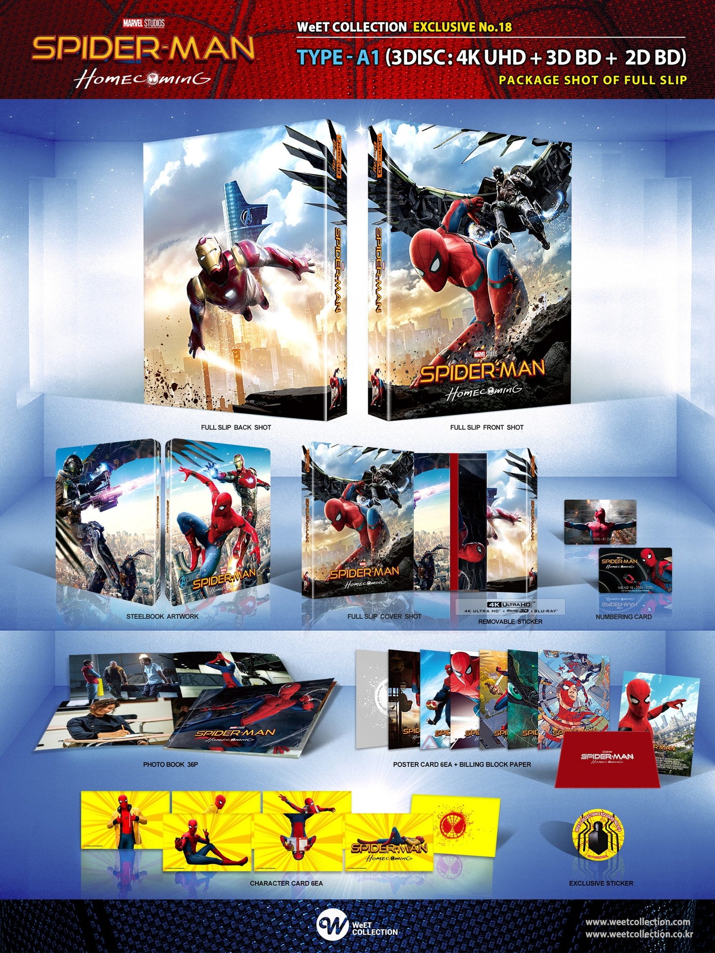 Spider-Man Homecoming 4K 3D Blu-ray Steelbook WeET Collection Exclusive #18 HDN GB Pre-Order One Click Box Set