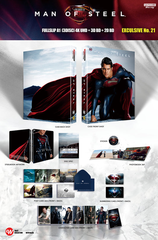 Man Of Steel 4K 3D Blu-ray Steelbook WeET Collection Exclusive #21 HDN GB Pre-Order Full Slip A1