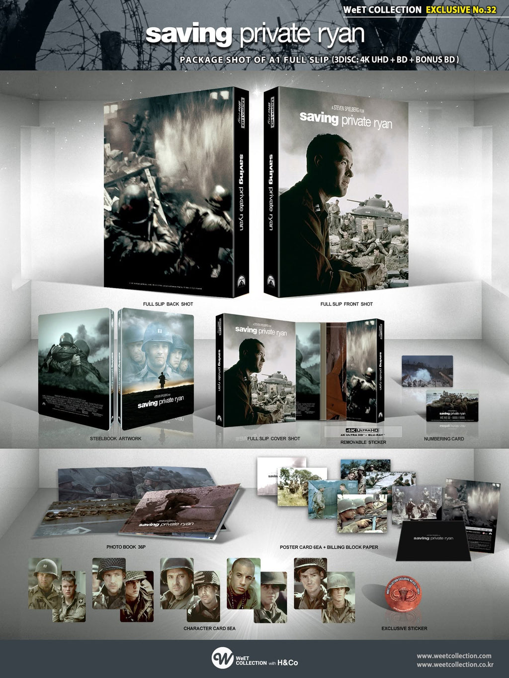 Saving Private Ryan 4K + Blu-ray + Bonus Blu-ray Steelbook WeET Collection Exclusive #32 Full Slip A1 - PREORDER