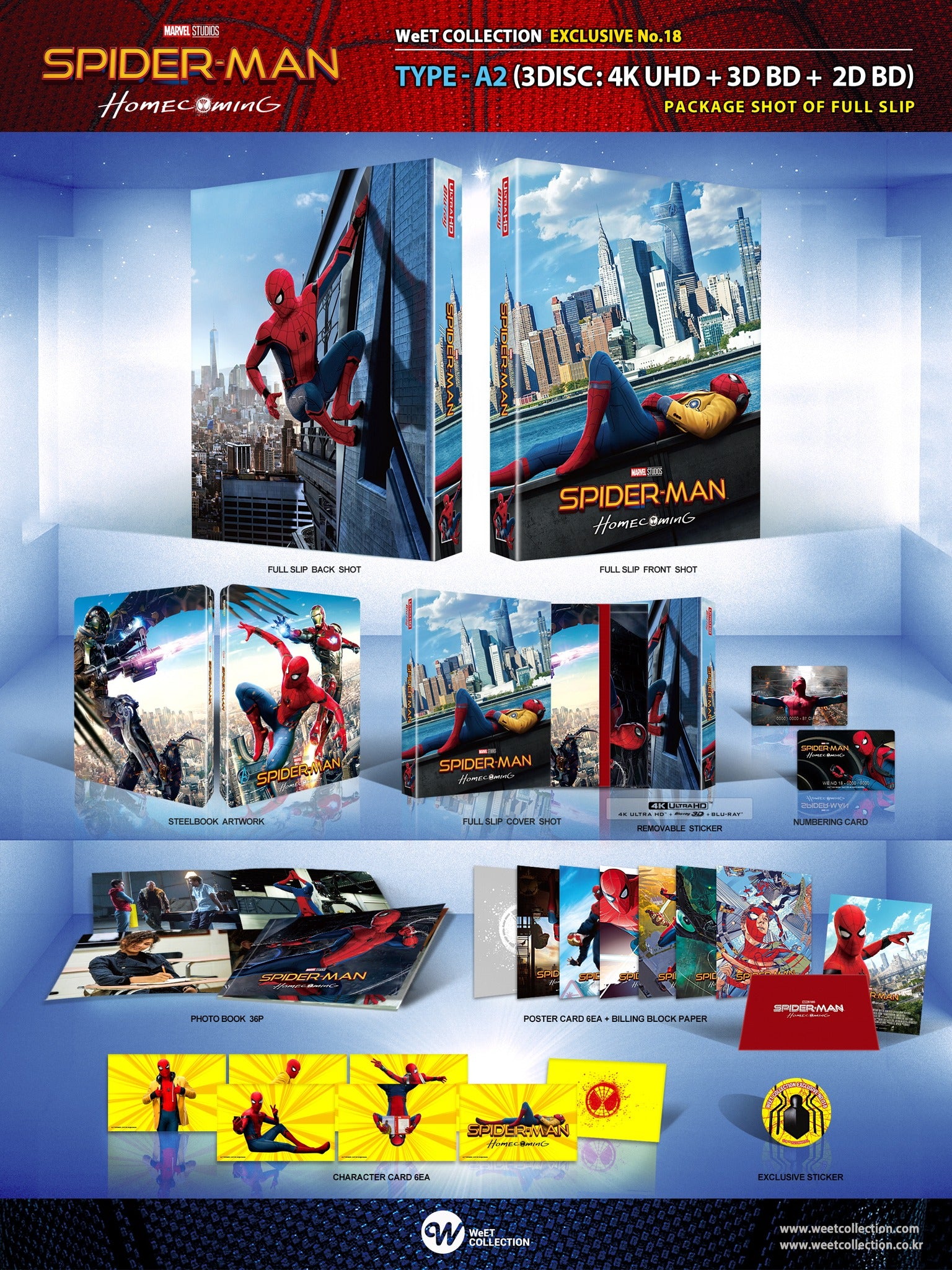 Spider-Man Homecoming 4K 3D Blu-ray Steelbook Collection WeET Exclusive #18 HDN GB Précommande Full Slip A2