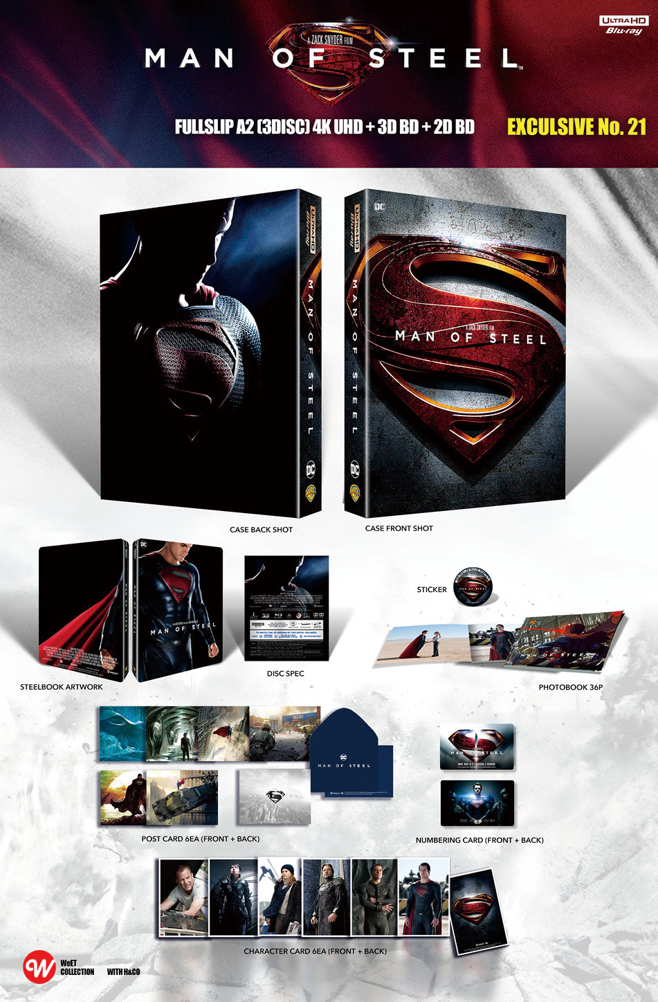 Man Of Steel 4K 3D Blu-ray Steelbook WeET Collection Exclusive #21 HDN GB Pre-Order Full Slip A2