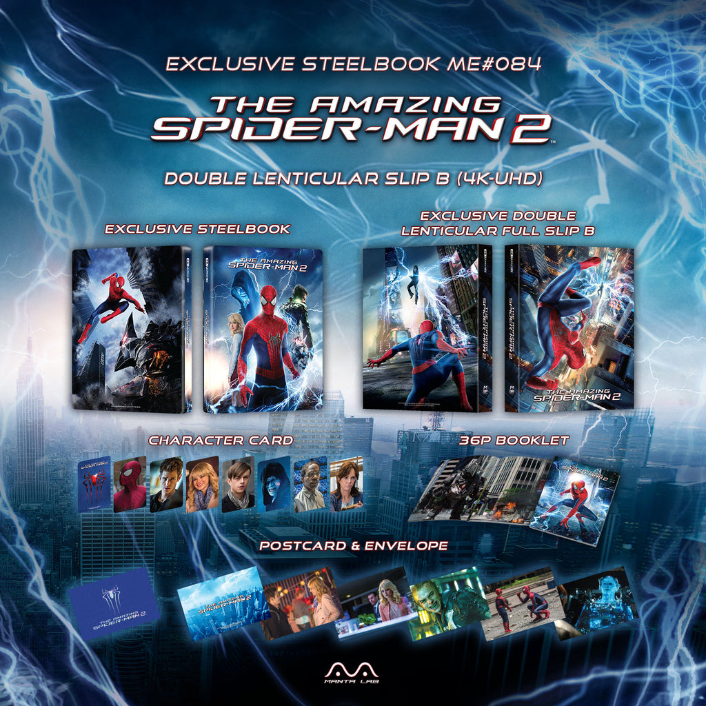 The Amazing Spider-Man 2 4K Blu-ray Steelbook Manta Lab Exclusive ME#84 Double Lenticulaire Full Slip B - PRÉCOMMANDE
