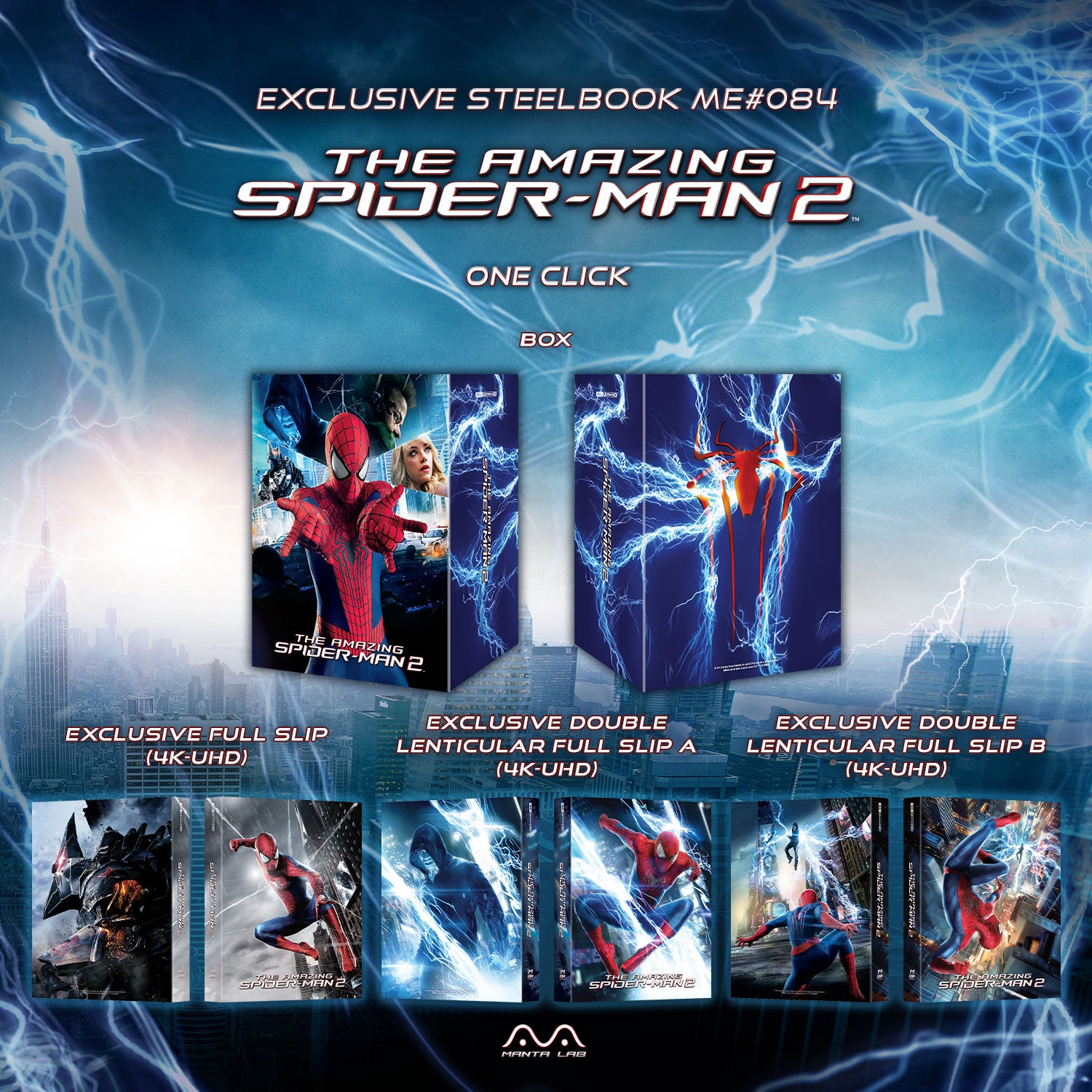 The Amazing Spider-Man 2 4K Blu-ray Steelbook Manta Lab Exclusive ME#84 Coffret One Click - *NUMÉRO BAS #007*