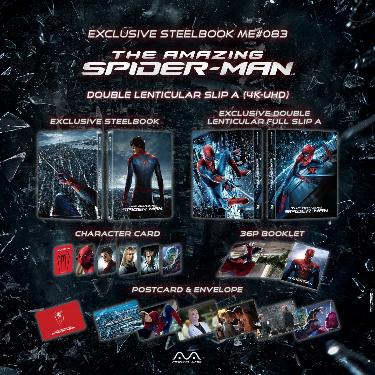 The Amazing Spider-Man 4K Blu-ray Steelbook Manta Lab Exclusive ME#83 Double Lenticular Full Slip A - PREORDER