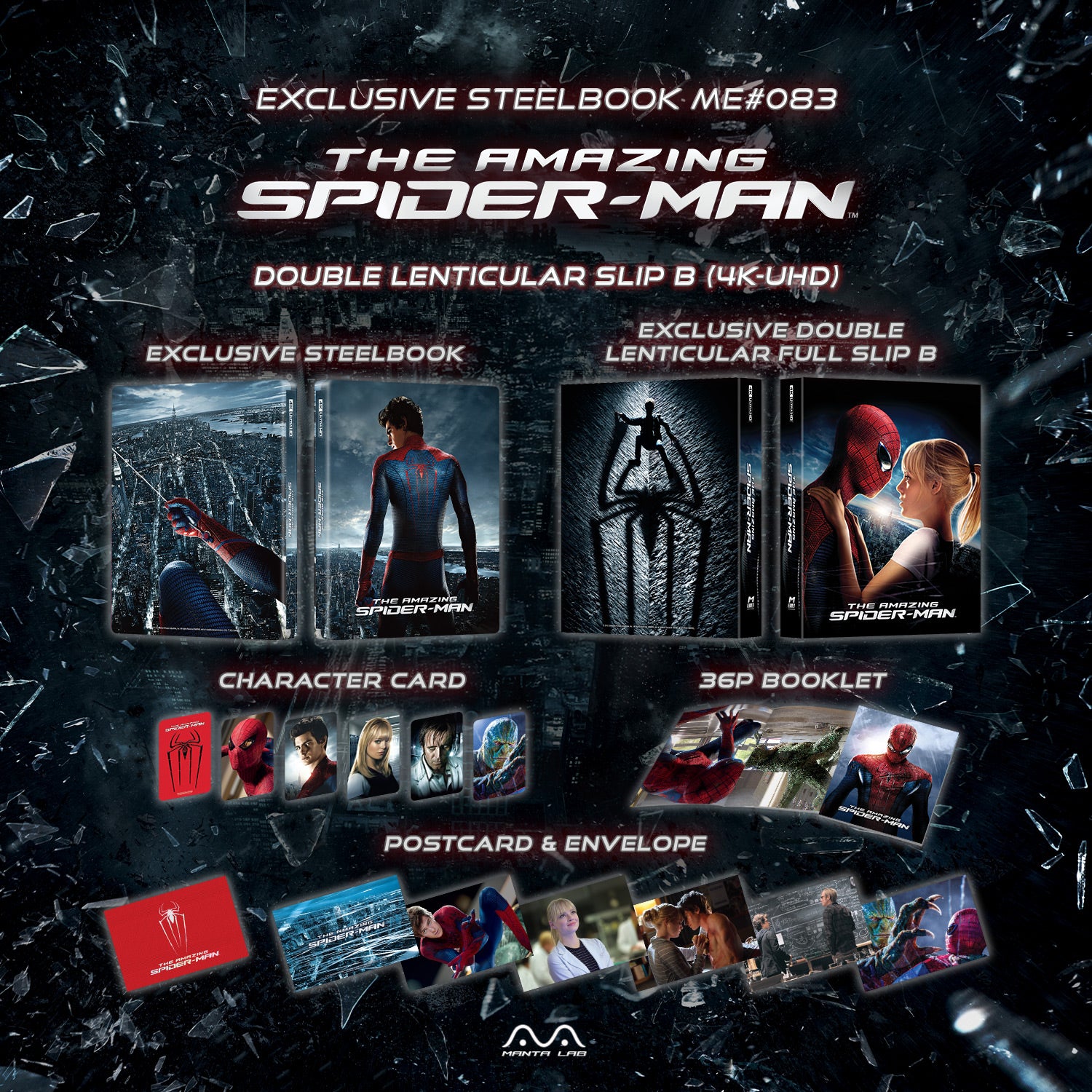 The Amazing Spider-Man 4K Blu-ray Steelbook Manta Lab Exclusive ME#83 Double Lenticulaire Full Slip B - PRÉCOMMANDE