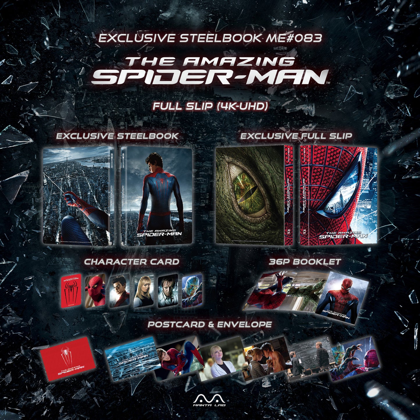 The Amazing Spider-Man 4K Blu-ray Steelbook Manta Lab Exclusive ME#83 Full Slip - PREORDER