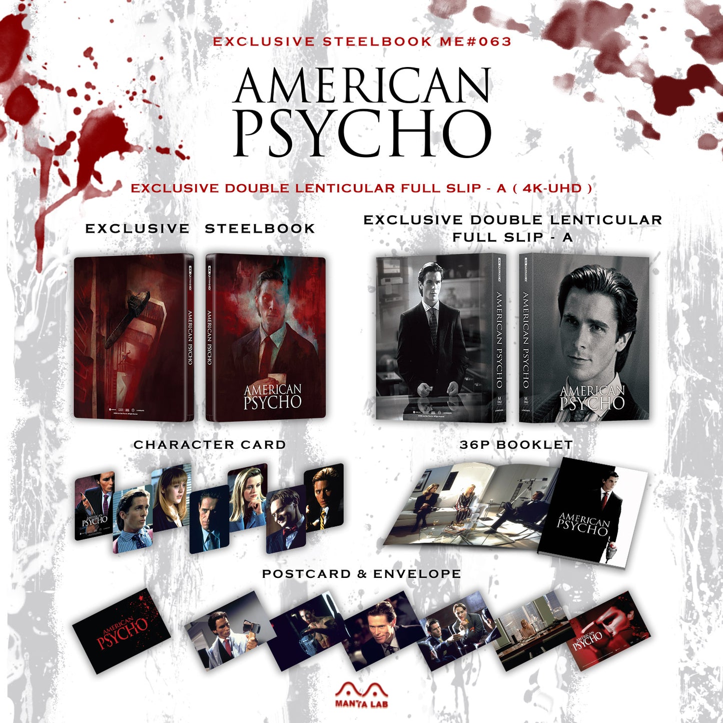 American Psycho 4K Blu-ray Steelbook Manta Lab Exclusive ME#63 Double Lenticular Full Slip A - PREORDER