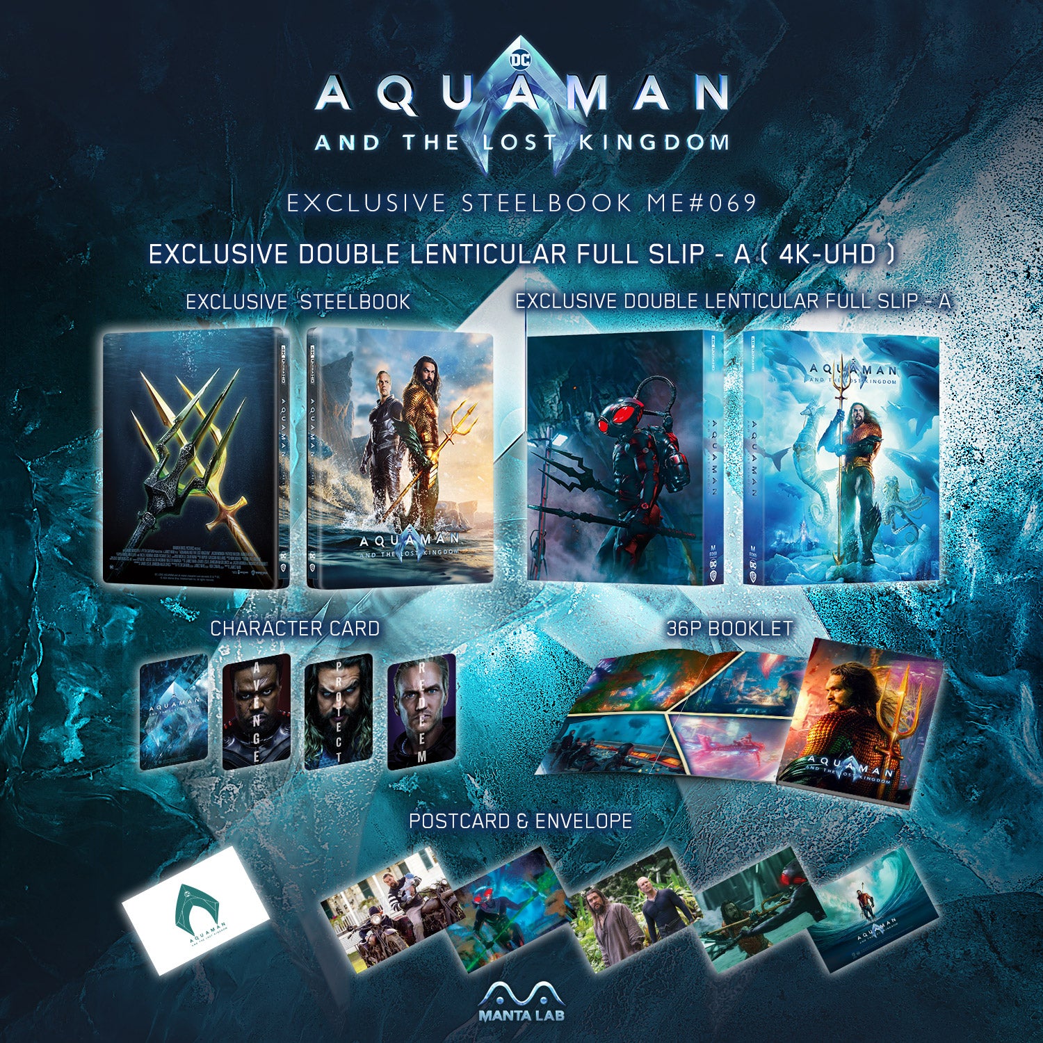Aquaman et le Royaume perdu 4K Blu-ray Steelbook Manta Lab Exclusive ME#69 Double Lenticulaire Full Slip A