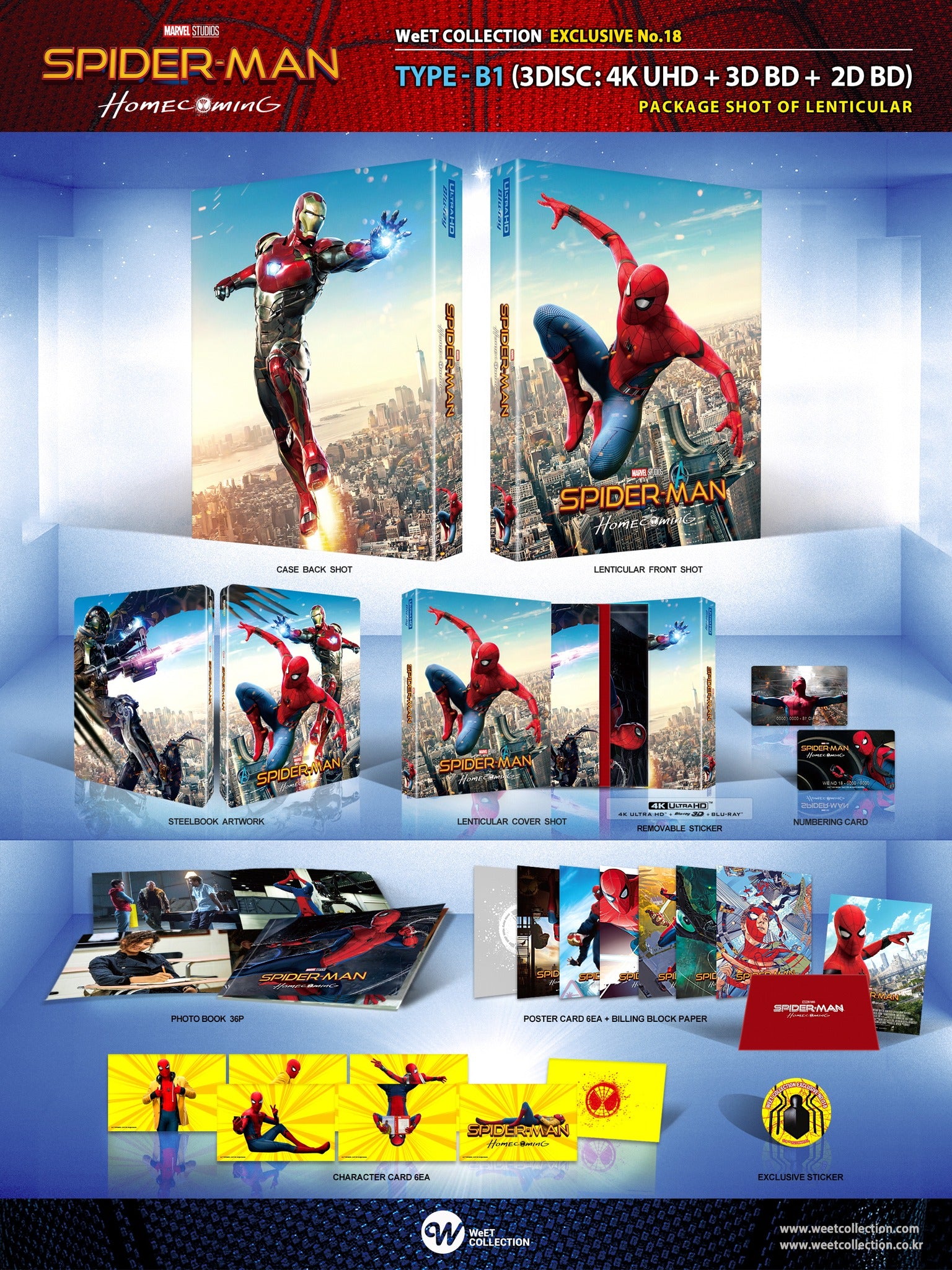 Spider-Man Homecoming 4K 3D Blu-ray Steelbook Collection WeET Exclusive #18 HDN GB Précommande Pochette lenticulaire B1