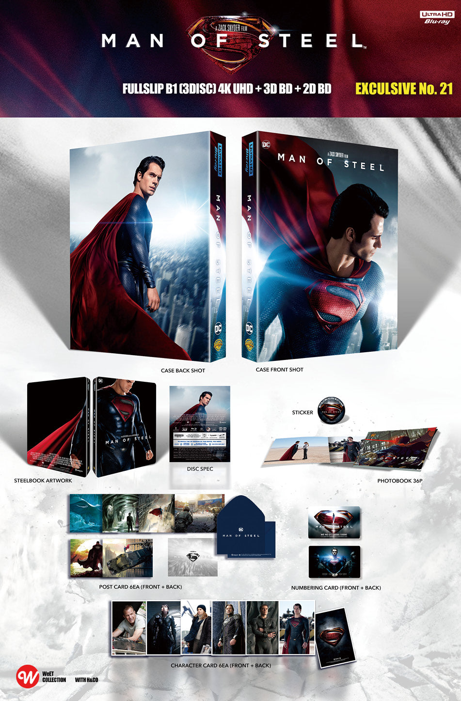 Man Of Steel 4K 3D Blu-ray Steelbook WeET Collection Exclusive #21 Pochette lenticulaire B1