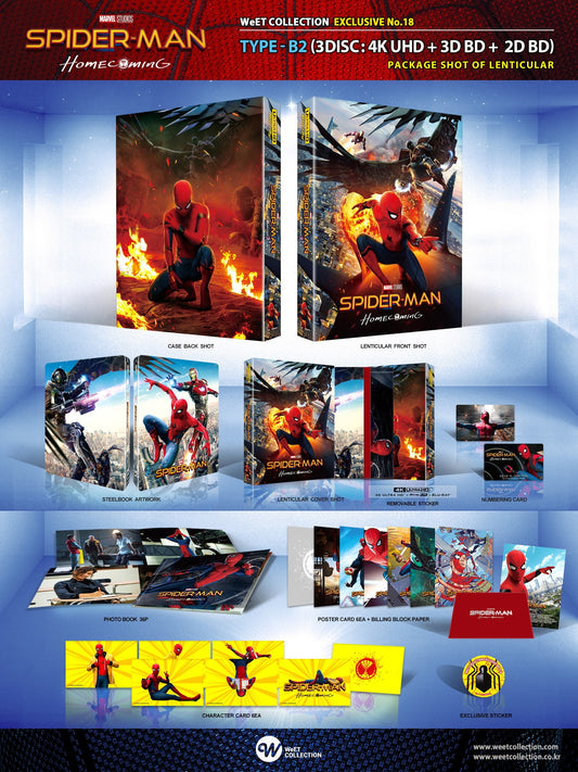 Spider-Man Homecoming 4K 3D Blu-ray Steelbook WeET Collection Exclusive #18 HDN GB Pre-Order Lenticular Slip B2