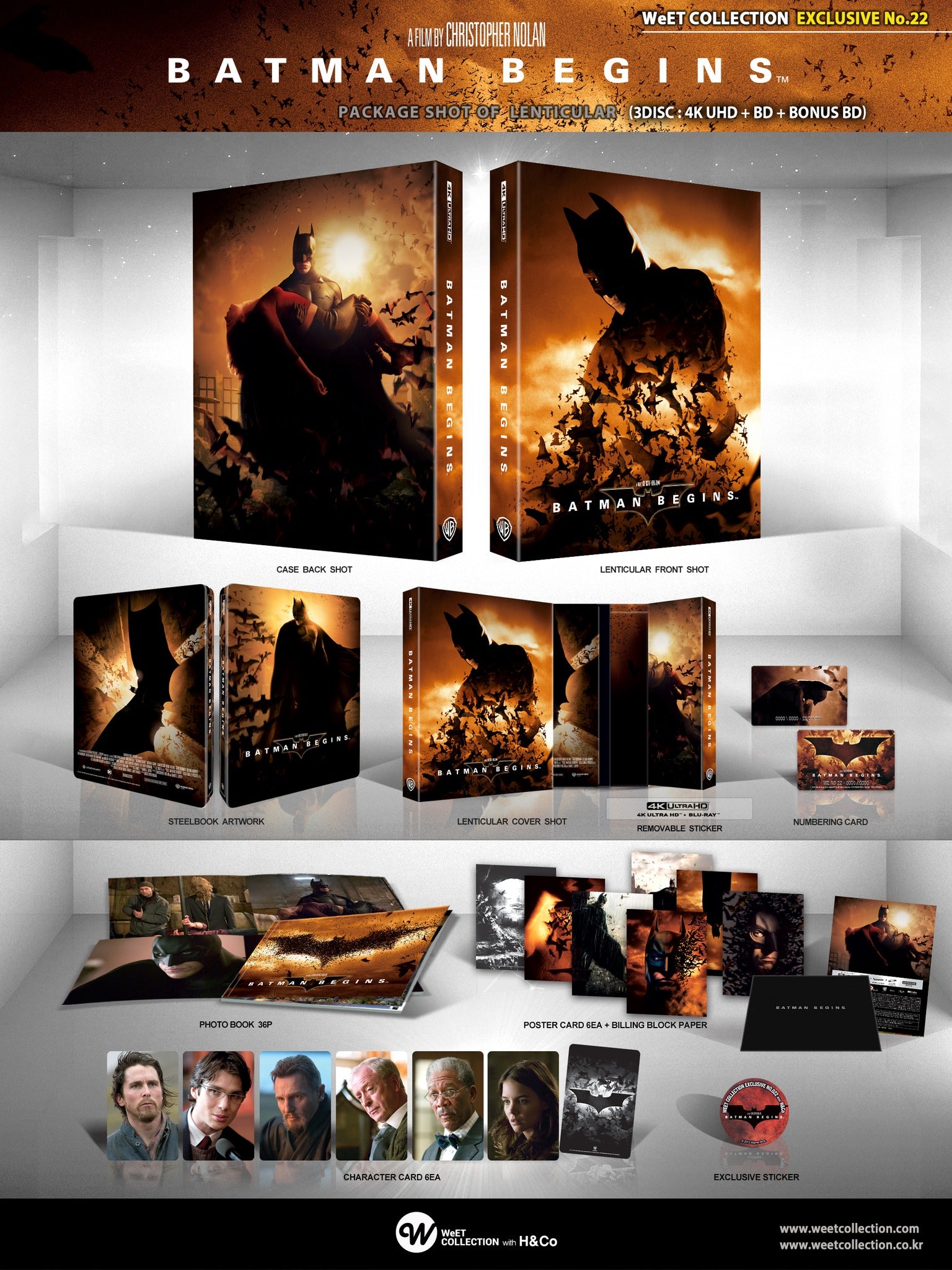 The Dark Knight Trilogy 4K+2D Blu-ray Steelbook WeET Collection Exclusive #22,23,24 Lenticular Slip Set