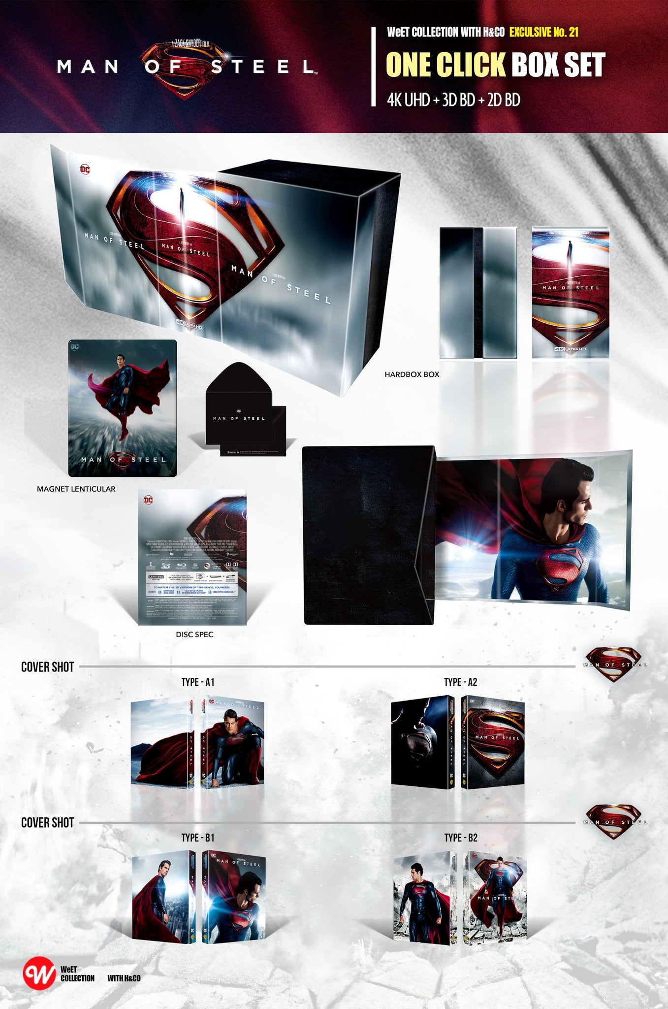 Man Of Steel 4K Blu-ray Steelbook WeET Collection Exclusive #21 HDN GB Pre-Order One Click Box Set