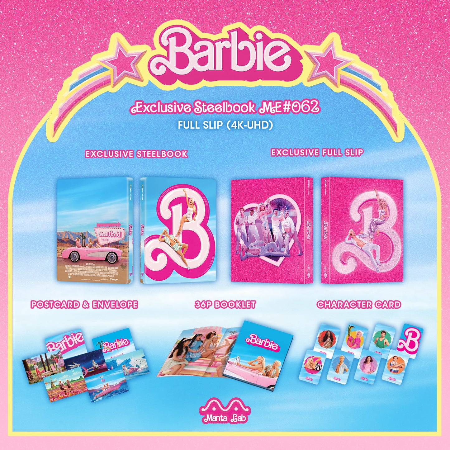 Barbie 4K Blu-ray Steelbook Manta Lab Exclusive ME#63 HDN GB Pre-Order Full Slip